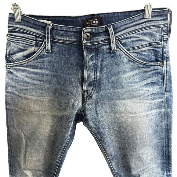 Jack & Jones Glenn Fox Comfort Men 32x32 Blue Slim Fit Stretch Jeans - Picture 2 of 13